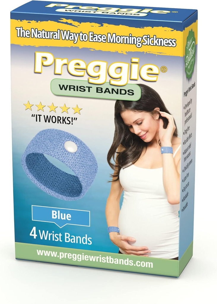 Tres Wristbands Preggie Anti-Nausea – Morning Sickness Relief –- Side Effect Free - 2 Count (4 Wristbands) - Azul