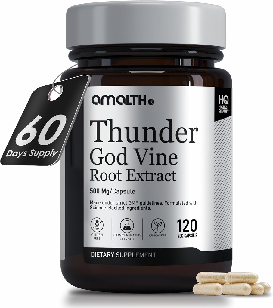 AMALTH Thunder God Vine Root – Tripterygium Wilfordii Herbal Suplemento – Capsules con Lei Gong Teng Extracto con Triptolide – 120 cápsulas