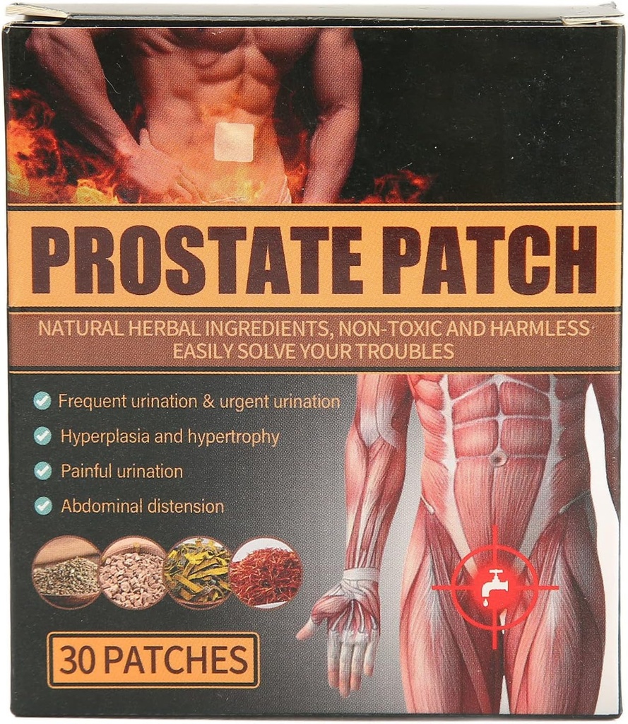 Patches de atención de próstata, 30Pcs Desconfort Aliviando Tratamiento de la salud de próstata masculino Patch Patch de la vejiga de la próstata