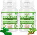 Ashwagandha (Conania Somnifera) cápsulas para hombres y mujeres vivieron el suplemento ayurvédico herbal tóxico 500 mg por servir Silencio 60 cápsulas vegetales  Made with Natural Ashwagandha Root (2 botellas de 60 cápsulas)
