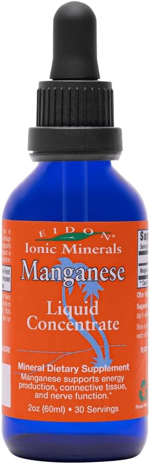 Eidon Ionic Minerals Liquid Manganese - Manganese Chloride Drops Suplemento, Mineral Drops for Water, Supports Bone and Cartilage Health, Energy and Strength, Proper Digestive Tract Function, 2 oz