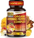Complejo Orgánica Cayenne 9IN1 con canela, jengibre, Turmérica para la salud general, sistema inmunológico, bienestar de la digestión (150 conde (Pack of 1))