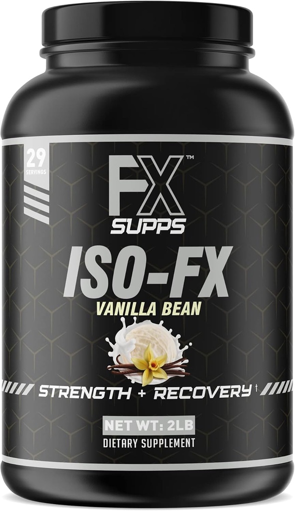 FX SUPPS ISO-FX 100% Isolate Whey Protein Powder (Vanilla) Ideal Post Workout Recovery Suplemento con Complejo BCAA &amp; EAA Blend para Hombres y Mujeres, apoya la recuperación del músculo y el crecimiento, 2.0 libras