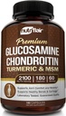 NutriFlair Glucosamine Chondroitin Turmeric MSM Boswellia, 180 Capsules - Suplemento de Confort Conjunto - Natural &amp; No-GMO - Píldoras Antioxidantes - Soportes Atrás, Mangos, Manos, Juntas, Cartilaje