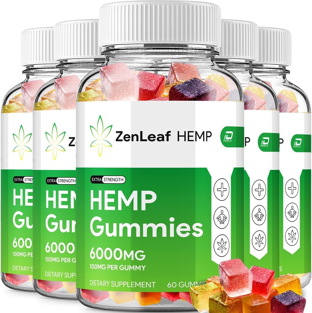 Zen Leaf Hemp Gummies - con Hemp Seed Extract ZenLeaf Hemp Gummies Tinnitus Herbal Supplement, Health and Wellness Support, All Natural Zen Leaf Hemp Gummy (5 Pack - 300 Gummies)