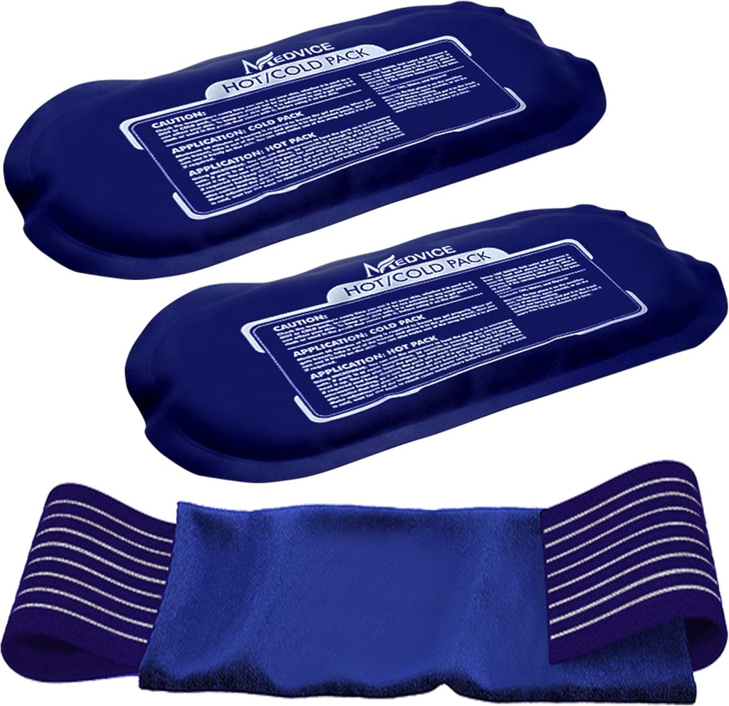 Reutilizable Hot and Cold Ice Packs for Injuries (3-Piece Set), Dolor Conjunto, Soreness Muscle e Inflamación Corporal - Reutilizable Gel Wraps - Ajustable &amp; Flexible para Mangos, Atrás, hombros, brazos y piernas