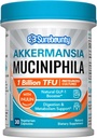Akkermansia Probiotic GLP-1, 1 Billion TFU, Akkermansia Muciniphila with Prebiotic Inulin Fiber, Gut Health for Men & Women, Vegan, Non-GMO, 30 Caps