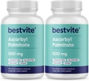BESTVITE Ascorbyl Palmitate 500mg (240 cápsulas vegetarianas) (2-Pack) - No Stearates - No Fillers - Sin agentes de flujo
