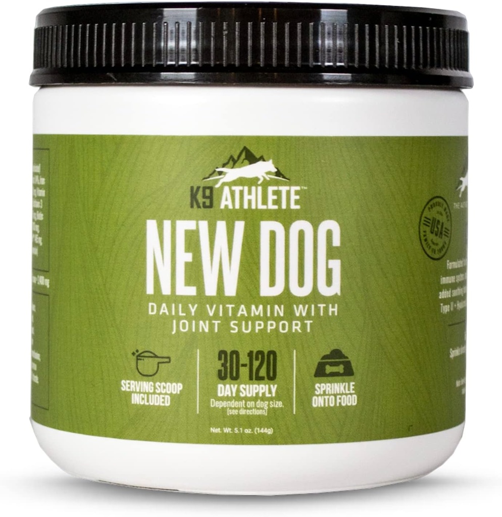 K9 Athlete - Nuevo Perro ← Perro Conjunto Suplemento &amp; Perro Multivitamínico - Puppy &amp; Senior Dog Vitamins - Suplemento Conjunto para Perros - Multivitamínico para perros &amp; Perro Salud Conjunta - Vitaminas para Perros