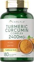 Carlyle Turmeric Curcumin Suplemento 2400mg  180 Powder Capsules ← Herbal Complex ← Non-GMO, Gluten Free Formula