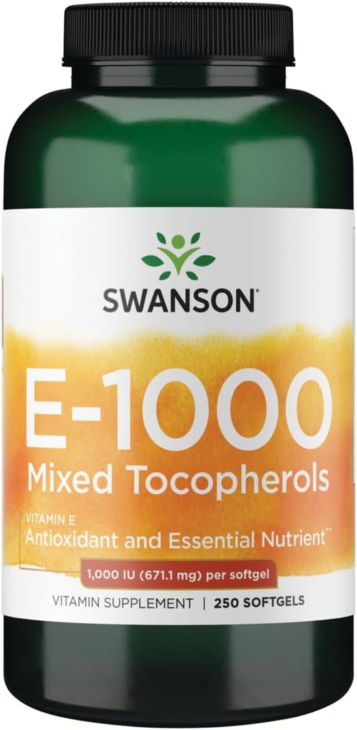 Swanson Vitamina E Mixed Tocopherols 1000 Iu (671.1 Milligrams) 250 Sgels
