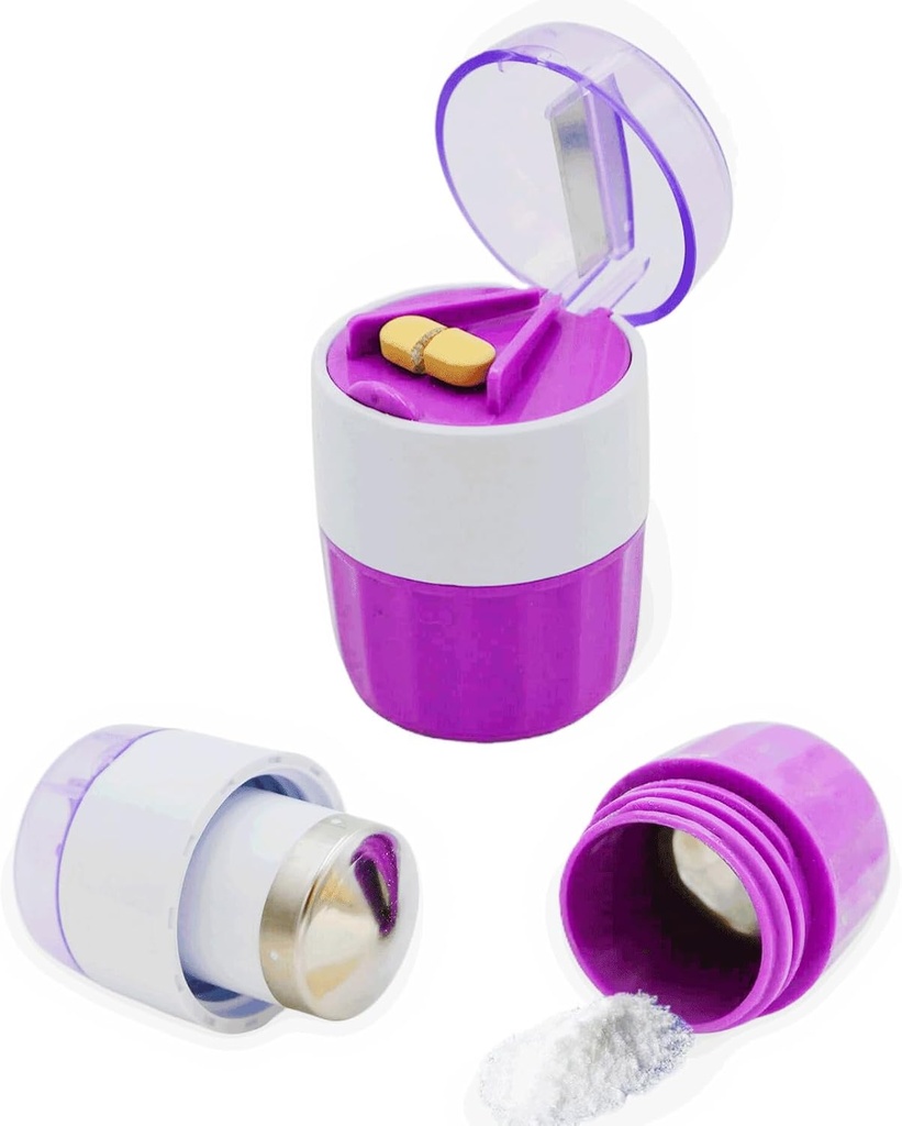 KIRIYUUK Pill Crusher and Grinder, Crushes Múltiples Tabletas a un polvo fino, acero inoxidable, perfecto para viajar, Pulverizador Ablet Adecuado para viajar, gran uso de tubo de alimentación y mascotas, uso diario