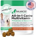 Balanced Breed All-in-1 Dog Vitamins Supplements Made in USA Vet-Pharmacist Approved Dog Multivitamin Probiotics Glucosamine Chondroitin Dogs Salmon Oil Skin Coat Immune Senior Dogs Supplement NonGMO