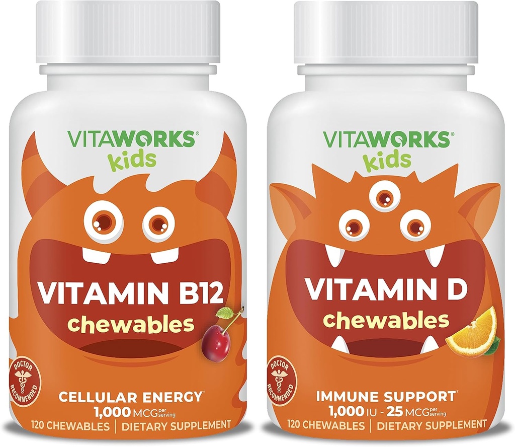 Niños Vitamina B12 Chewables + Vitamina D3 1000 UI Chewables Bundle