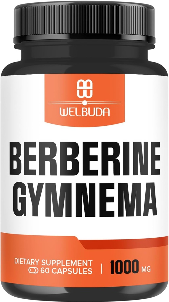 1000mg suplemento de bereberina con la hoja orgánica Gymnema Sylvestre - 60 cápsulas con alto extracto concentrado - Apoyo al sistema inmunológico, función cirulatoria de salud y gastrointestinal