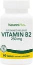 NaturesPlus Vitamina B2 (Riboflavin) - 250 mg, 60 tabletas vegetarianas, liberación sostenida - energía natural &amp; metabolismo Booster, promueve la salud general - Gluten-Free - 60 servicios