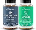Concepción para Él y Vital Liver Bundle - Male Fertility Booster & Suplemento prenatal + 9-en-1 Liver Support