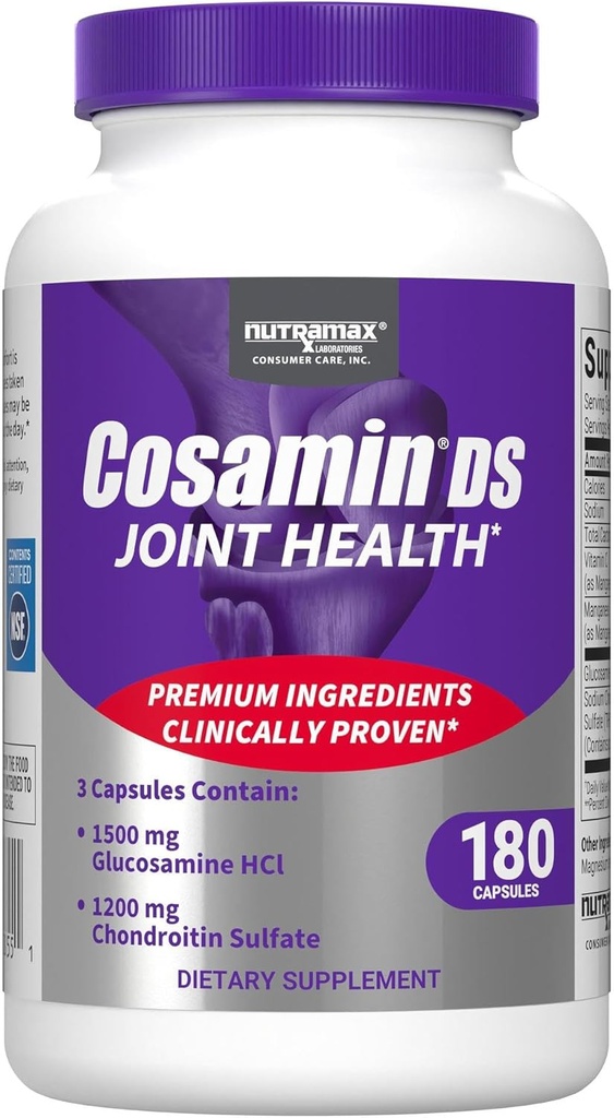 Nutramax Laboratories Cosamin® DS Joint Health Supplement with Glucosamine " Chondroitin for Men ' s Joint Health, 180 Capsules