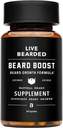 Boost de barba en vivo - Crecimiento de barba Vitaminas para hombres con biotina, colágeno, sílice, raíz de chorro de espuma - Crecimiento facial del cabello para hombres, hecho en los EE.UU.