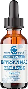 Oso de Cedro - Limpieza intestinal para niños, Suplemento herbario líquido para la limpieza de detox y digestivo con hierbas naturales, gotas de limpieza sin alcohol para niños, 1 fl oz / 30 ml