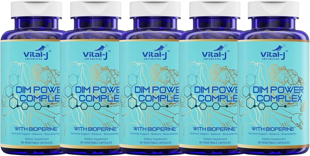 Complejo de 4 en 1 DIM de Potent 300mg - Balance de Estrógeno y Metabolismo, Suplemento de Apoyo de Energía y Menopausa con Bioperina (x4), Calcio y Extracto de Brocoli - para Mujeres y Hombres 150