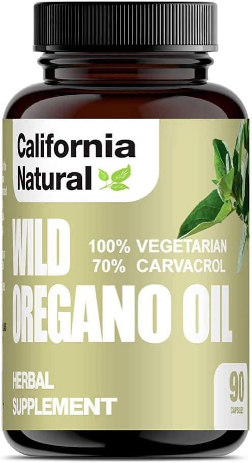 Wild Oregano Oil Vegetarian Soft Capsules - California Natural - Immune System &amp; Digestive Support - Promote Gut Health & Health & Healthy Digestion - 100% Vegetarian - 70% Carvacrol - Herbal 90 Conde