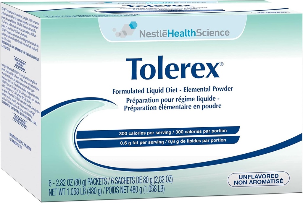 Tolerex-Flavor Calorias sin sabor 300 / 300 ml Embalaje 2.82 oz Packet - Caja de 6