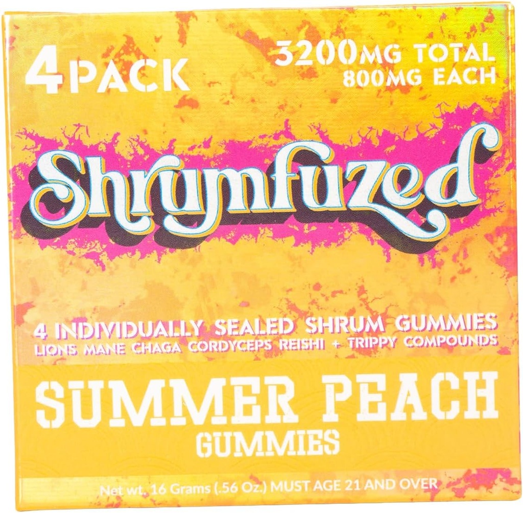 Proprietary Nootropic Gummy 3200mg - Lion's Mane, Reishi, Chaga y Cordycep Nootropic Tripee Mushroom Blend (4, Summer Peach)
