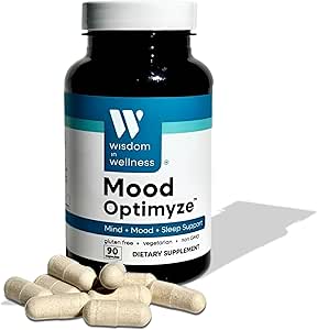 Wisdom In Wellness Mood Optimyze - 90 Mood Support Supplement Capsules - Soothing Support Supplement - Mind, Sleep &amp; Mood Support Pills - Gluten Gratis &amp; Non GMO Wellness and Relaxation Supplement