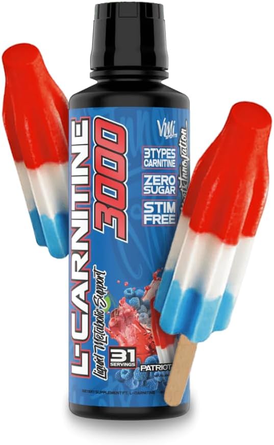 L-Carnitina 3000 Liquid Silencio 3000 mg Carnitine Suplemento Silencio Zero Calorie Zero Sugar Keto Amistoso para Hombres y Mujeres – Gran Tasting Anterior 31 Servimientos (Patriot Pop, 16 fl. oz.)