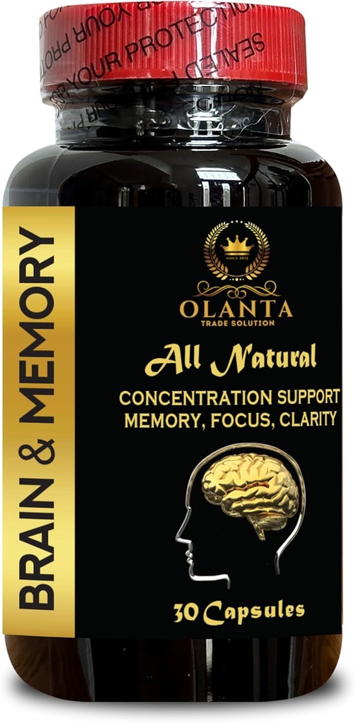 Apoyo a la memoria cerebral - Apoyo a la mejora de la memoria, Suplemento de apoyo cerebral con vitaminas de memoria y foco para adultos de todas las edades, soporte cognitivo - 1 botella 30 cápsulas