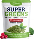 Green Juice Powder. Supergreens Superfood Powder. Detox Greens for Bloating and Digestion. Veggie Powder con Probióticos & Enzymes. Clorella, Spirulina, Wheat Grass, Ashwagandha. 32 Superalimentos