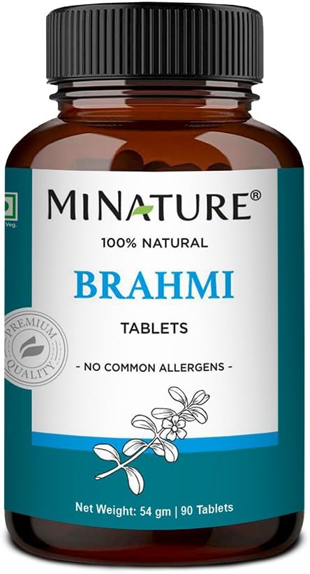 Brahmi Tablets - 90 Tablets, 1000 mg |45 Days Supply | by mi Nature | 100% Natural Brahmi Tablets | Vegan | Bacopa Monnieri | from India