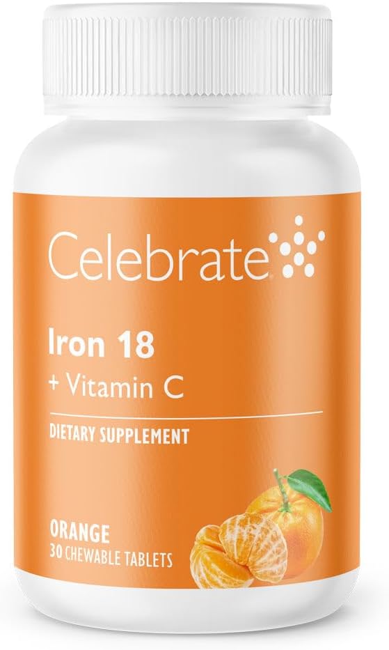 Celebrar Iron+C 18mg Tangerine Chewable, 30 Conde