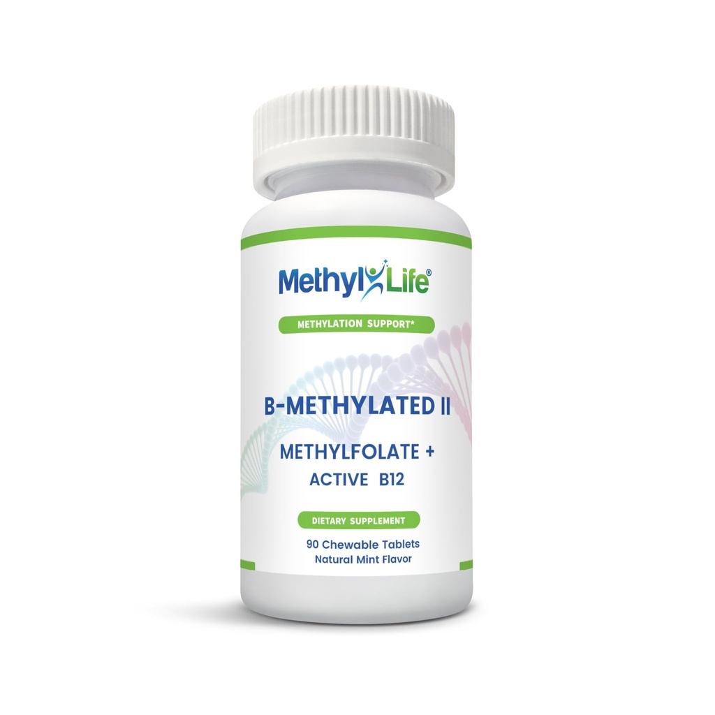 Metil-Life B-Metillated II, Pure Pharmaceutical Grade Professional Strength Active Folate y B12 (como Methylcobalamin, 3,75 mg) - 3 Months Supply. Chewables