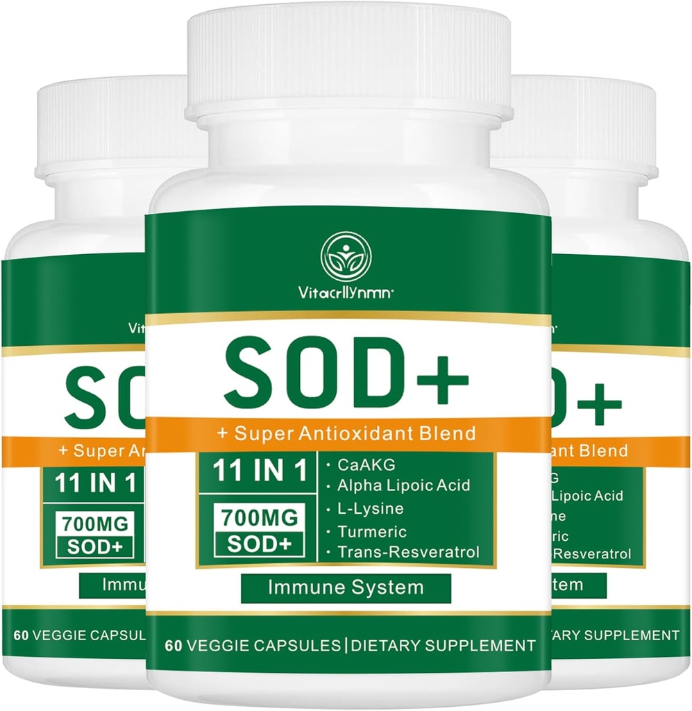 700MG Sod Superoxide Dismutase Suplemento - Suplemento Antioxidante de alta potencia para la salud celular - 180 cápsulas