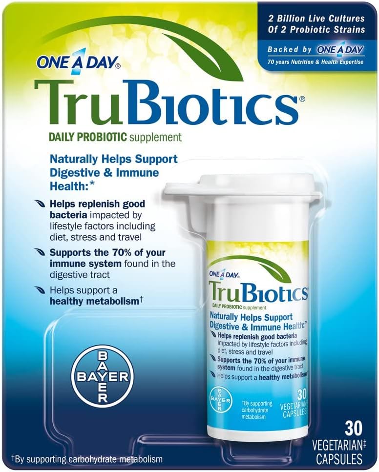 TruBiotics Daily Probiotic, 30 cápsulas - Gluten Free, Soy Free Digestive + Immune Health Support Suplemento para Hombres y Mujeres