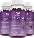 Calcio Magnesio Zinc Gummies con vitamina D3 - Alta Absorción Complejo Calcio Suplemento con Moss Mar, Elderberry para Bone, Musculos, Immune, Mood &amp; Sleep Support, Vegan - 60 Gummies (3 Pack)
