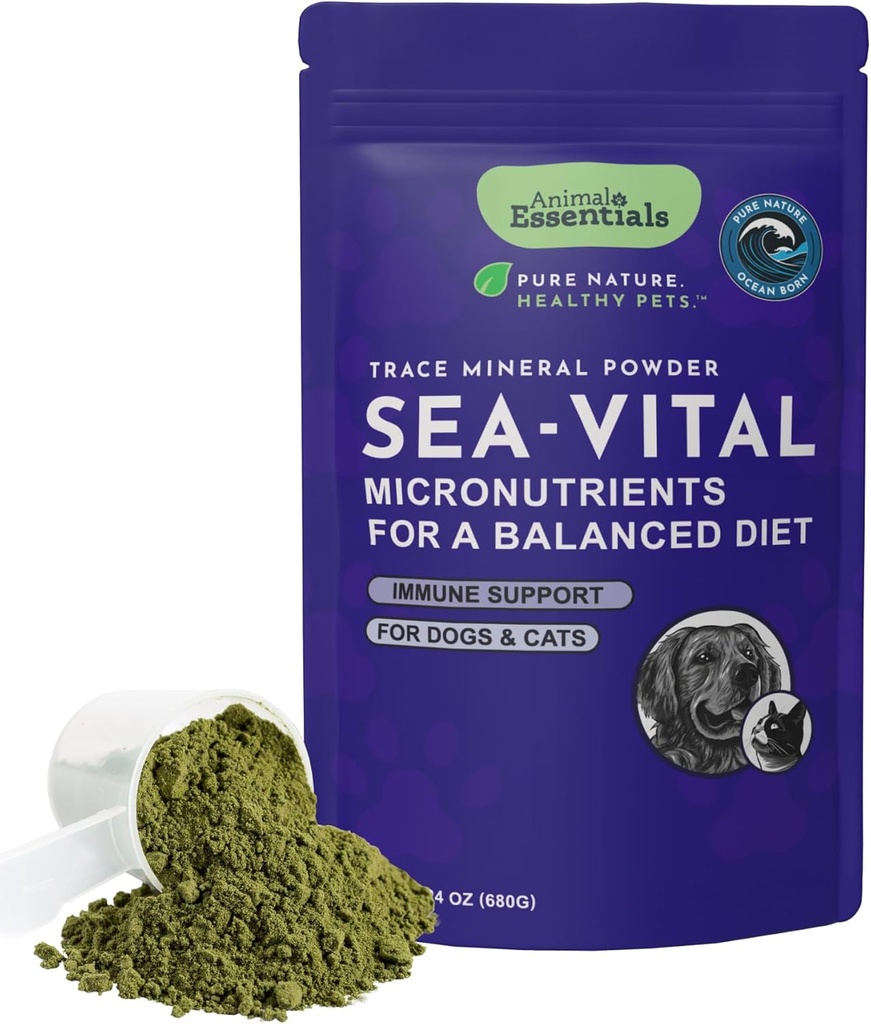 Esenciales animales Kelp océano para perros &amp; gatos - Tiroides, suplemento de tiroides, Kelp de mar, Kelp Powder, Trace Mineral Suplemento - 24 Oz