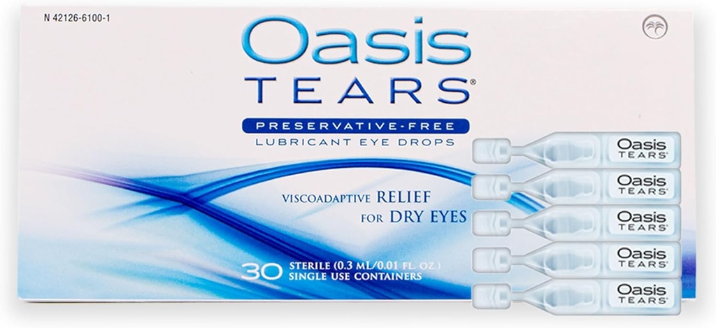 OT6100 - Oasis TEARS® Preservative-Free Lubricant Eye Drops Relief for Dry Eyes | 30 Single-Use Containers | 0.01 FL OZ (0.3 mL)