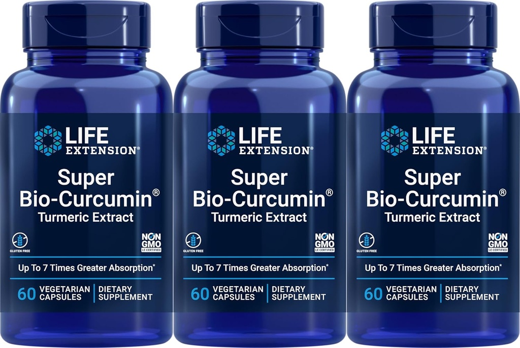Super Bio-Curcumin Turmeric Extract 400 mg, 60 cápsulas vegetarianas (Pack of 3)