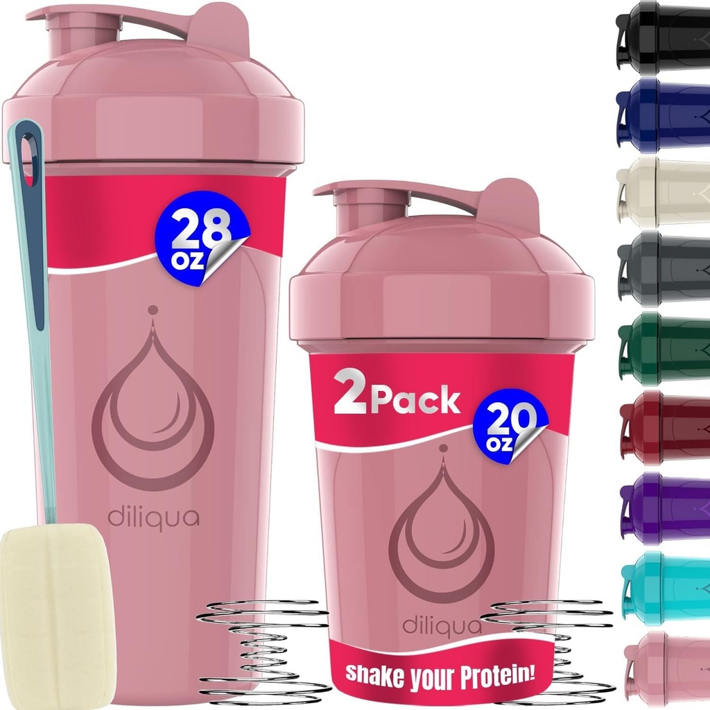 2 PACK, 28 oz &amp; 20 oz Shaker Bottles with Powerful Wire Whisks for Protein Mixes ¦ Leakproof Blender Shaker Bottle Pack ← BPA-Free &amp; Dishwasher Safe ← Shaker Bottle  durable Shaker Cups for shakeer Cups