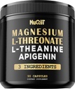 Magnesio L-Threonate 1500mg L-Theanine 200mg Apigenin 100mg Suplemento - 90 cápsulas - Beneficios impresionantes para la concentración, Mente cómodo &amp; Salud cerebral - 10% Magnesio elemental purificado