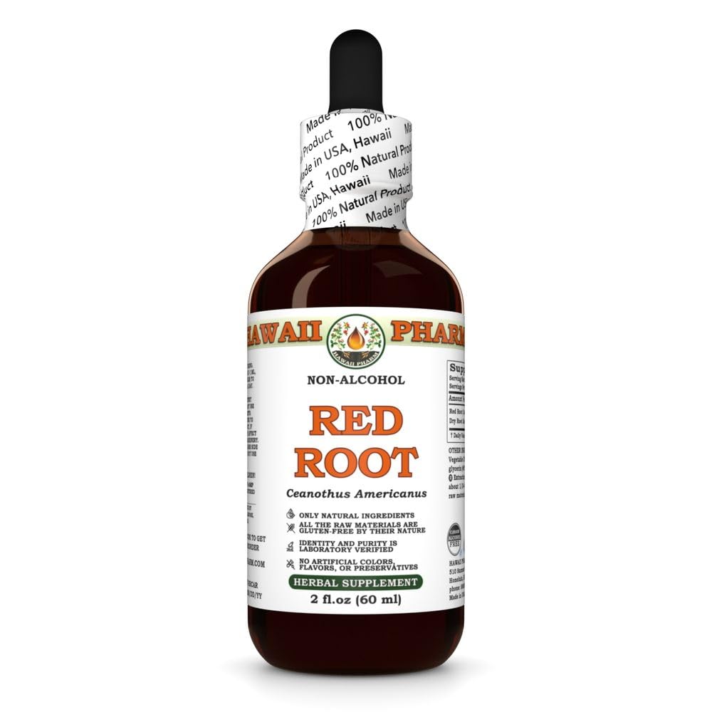 Hawaii Pharm Red Root Extracto libre de alcohol, Glicérite para el corazón y el bienestar linfático, promueve el confort digestivo, la desintoxicación de ayudas, apoya el equilibrio de Gut y la absorción de nutrientes - 2 fl.oz