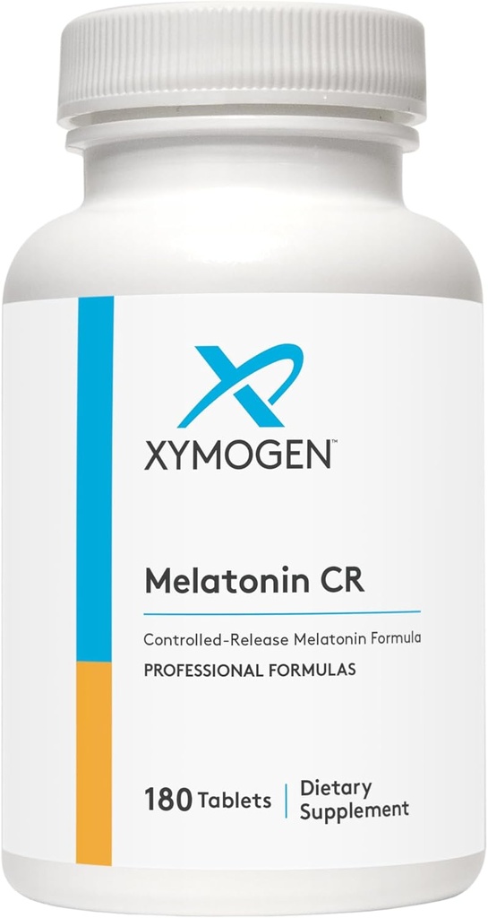 XYMOGEN Melatonina CR - Time Release Melatonin 5mg Supplement with Vitamin B6 - Nighttime + Immune Support - Biphasic Delivery Releases Quickly Then Steadily (180 Extended Release Tablets)