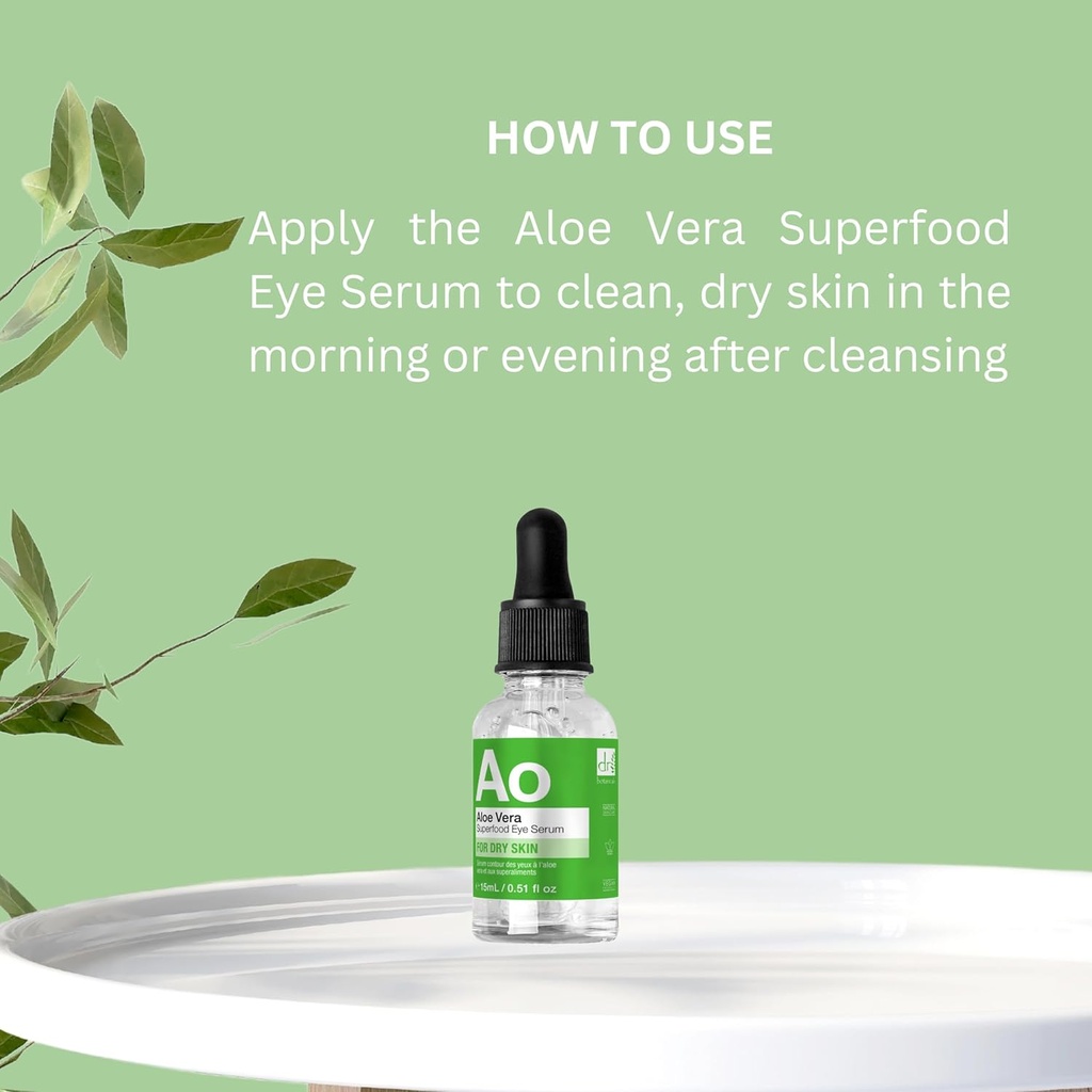 Dr Botanicals Aloe Vera Eye Serum ← Eye Serum for Dark Circles and Puffiness - Hidrating and Soothing Formula for Plump - Reduce Puffiness and Fine Lines ← Bajo Eye Serum tención 0.15 fl oz