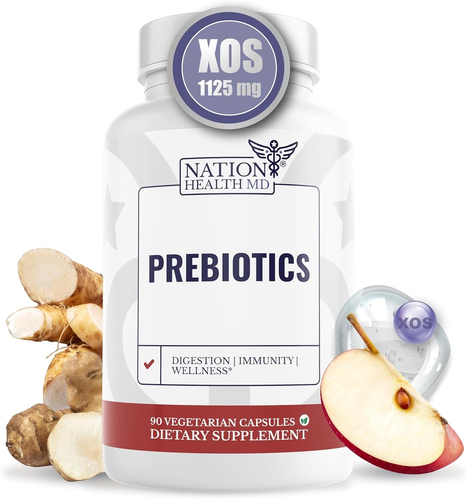Prebióticos para Digestión, Inmunidad y Bienestar - con Inulina de Artichoke de Jerusalén y Chicory Root - Prebióticos para Hombres Mujer, 90 cápsulas