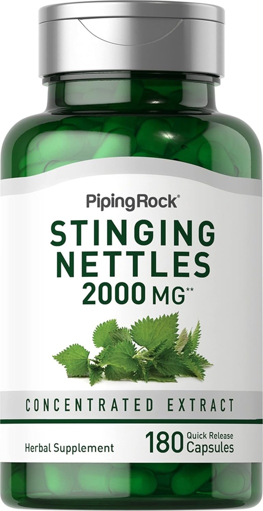Piping Rock Stinginging Nettle Capsules 2000 mg  180 Pills ← Concentrado Leaf Extract ← Gluten Free Herbal Supplement