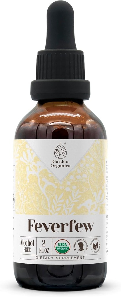 Feverfew USDA Organic Alcohol-Free Extract ← Dietary Supplement, High-Potency Tincture ← Natural Certified Organic Feverfew (Tanacetum parthenium) Dried Herb (2 oz)