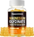 Magnesio Glycinate Gummies 1000mg - Suplemento de Potasio de Magnesio Libre de Azúcar con Vitamina D, B6, CoQ10 para calma Mood &amp; Sleep Support - 60 Orange Gummies